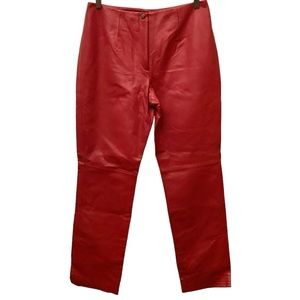 MetroStyle 8 Leather Pants High Rise Red Tapered Biker Motorcycle Lined